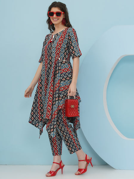Ikkat Cotton Printed Coord Set-WRKS236