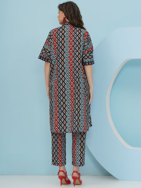 Ikkat printed loose fit coord set-WRKS237