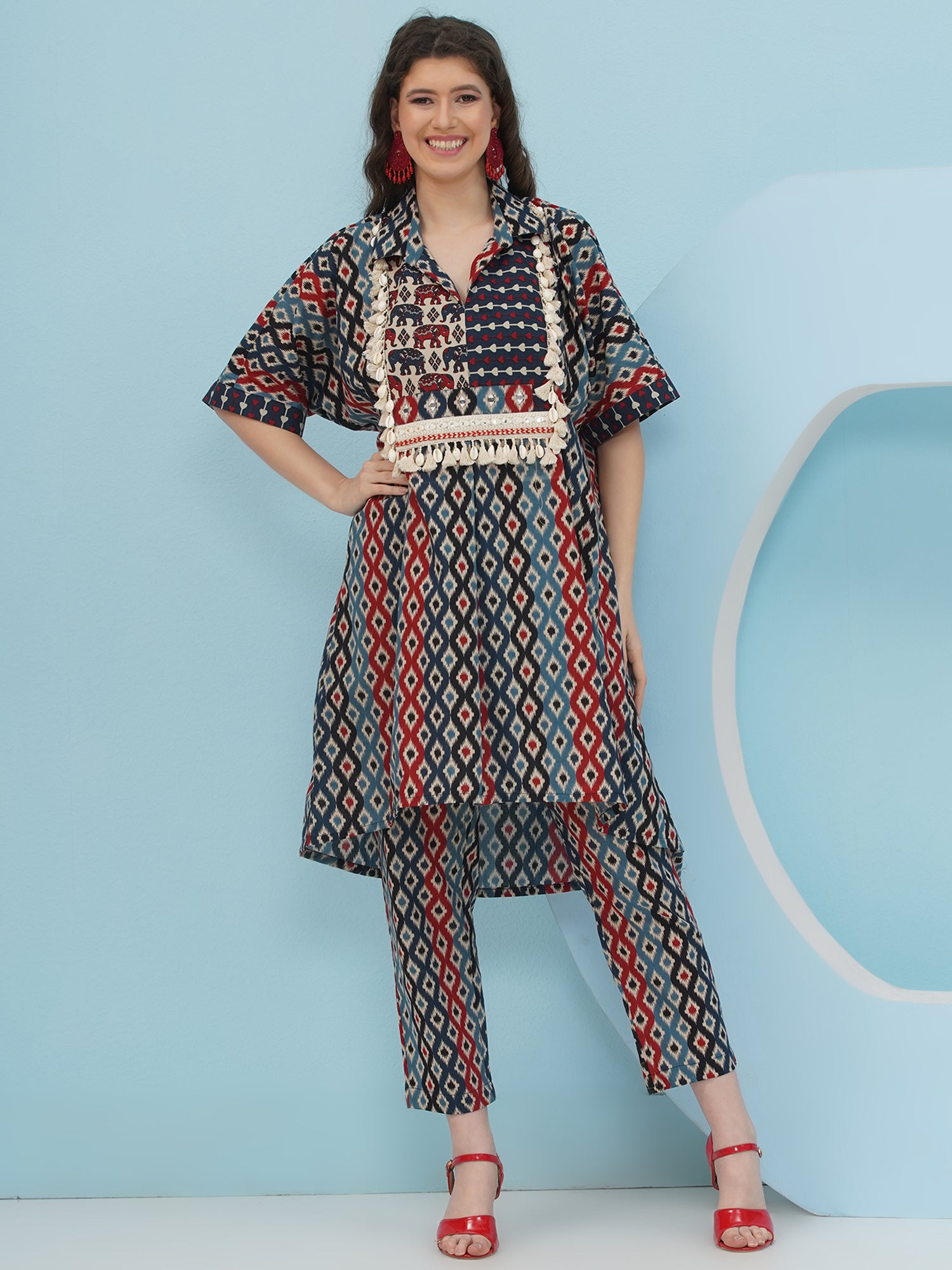 Ikkat printed loose fit coord set-WRKS237