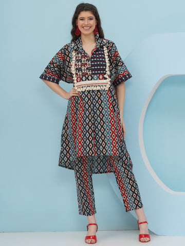 Ikkat printed loose fit coord set-WRKS237