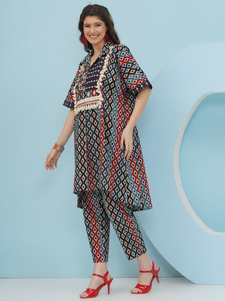 Ikkat printed loose fit coord set-WRKS237