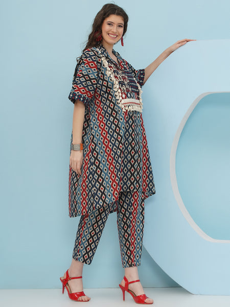 Ikkat printed loose fit coord set-WRKS237