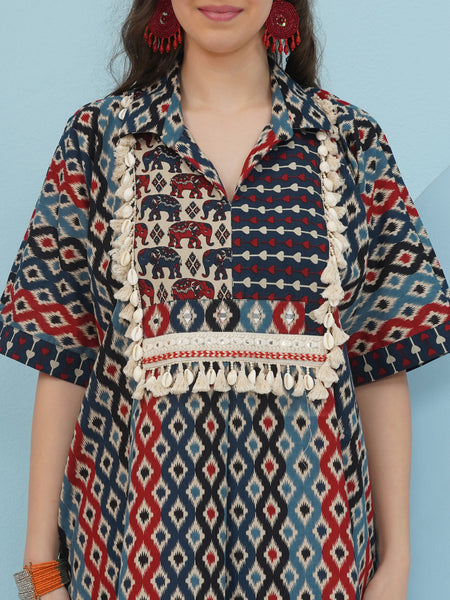 Ikkat printed loose fit coord set-WRKS237