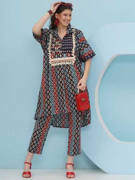 Ikkat printed loose fit coord set-WRKS237