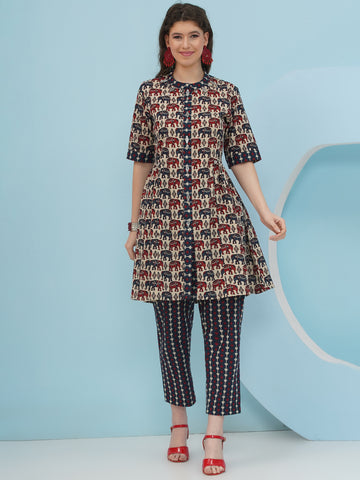 Elephant Print Coord Set-WRKS238