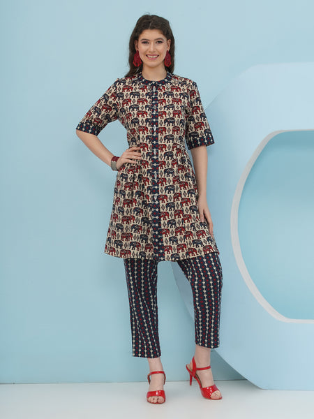 Elephant Print Coord Set-WRKS238