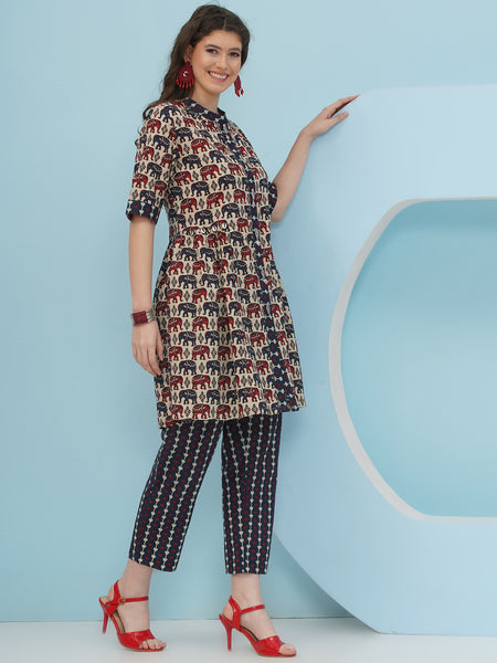 Elephant Print Coord Set-WRKS238