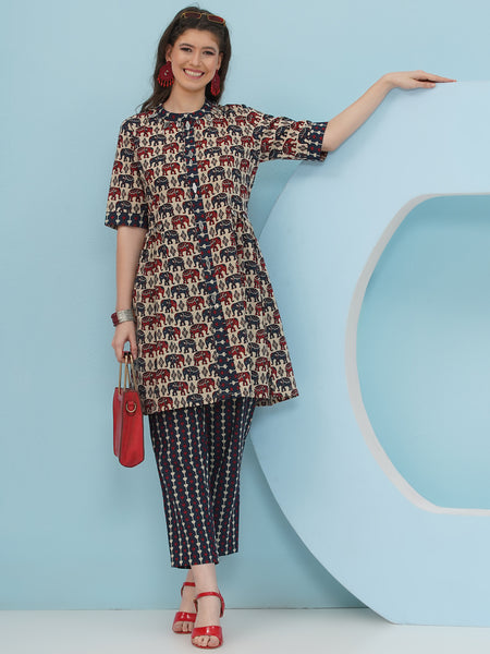 Elephant Print Coord Set-WRKS238