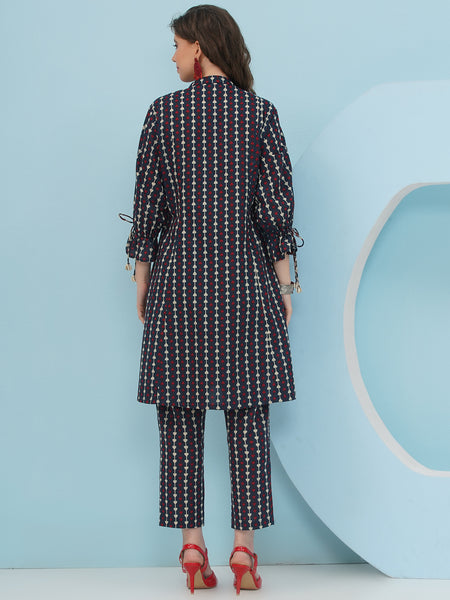 Blue Printed Cotton Coord Set-WRKS239
