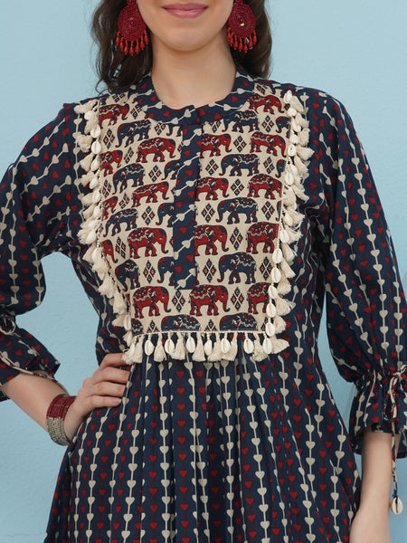 Blue Printed Cotton Coord Set-WRKS239