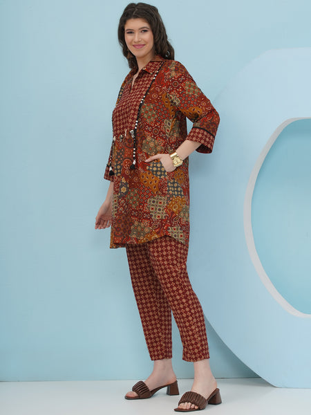 Rust Brown Cotton Coord Set-WRKS240