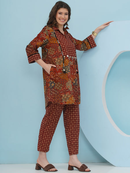 Rust Brown Cotton Coord Set-WRKS240