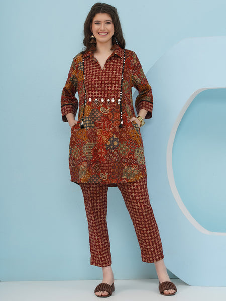 Rust Brown Cotton Coord Set-WRKS240