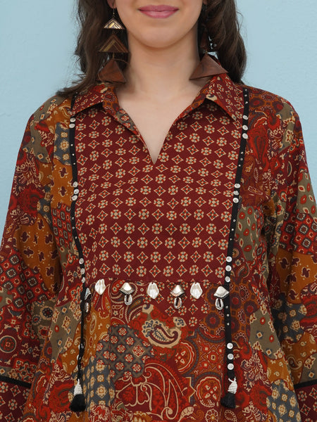 Rust Brown Cotton Coord Set-WRKS240