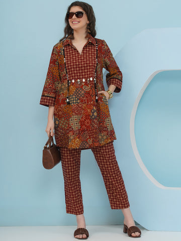 Rust Brown Cotton Coord Set-WRKS240
