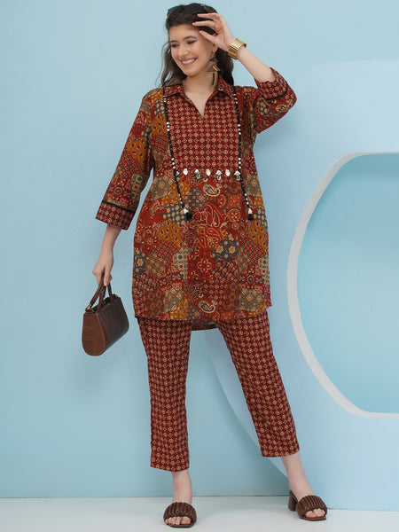 Rust Brown Cotton Coord Set-WRKS240