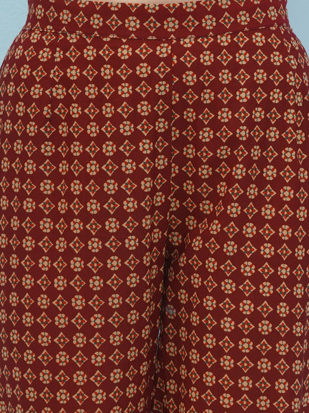 Copper Brown Print Suit Set-WRS010