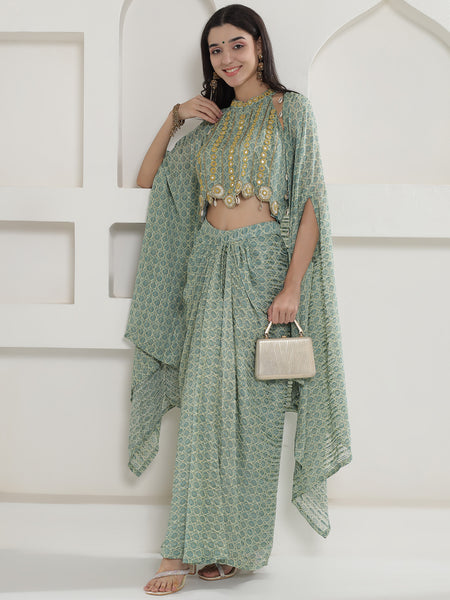 Vaidehi Kaudi-Kanchan Cape Set-WRKS251