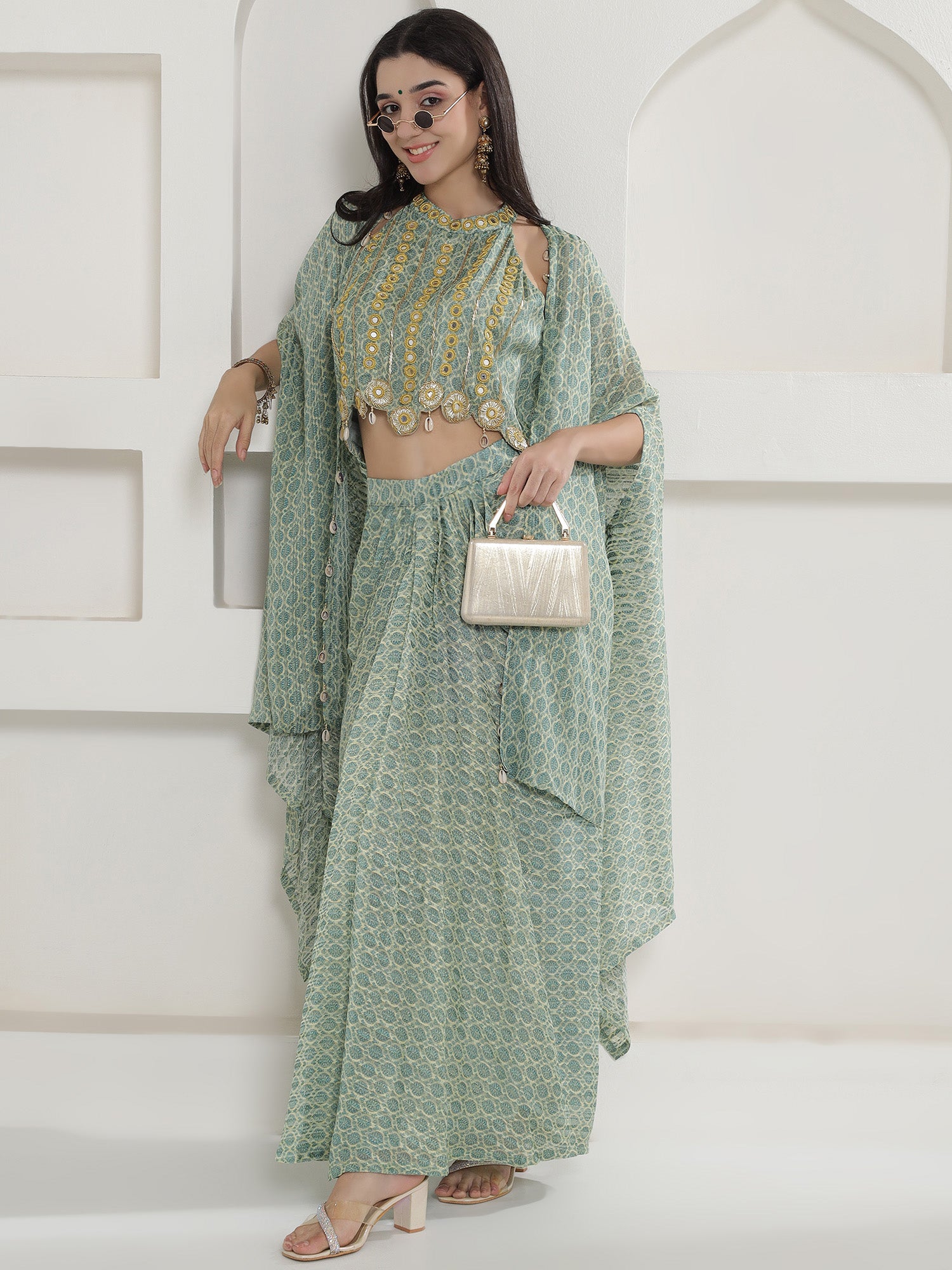 Vaidehi Kaudi-Kanchan Cape Set-WRKS251
