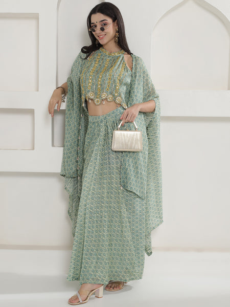 Vaidehi Kaudi-Kanchan Cape Set-WRKS251
