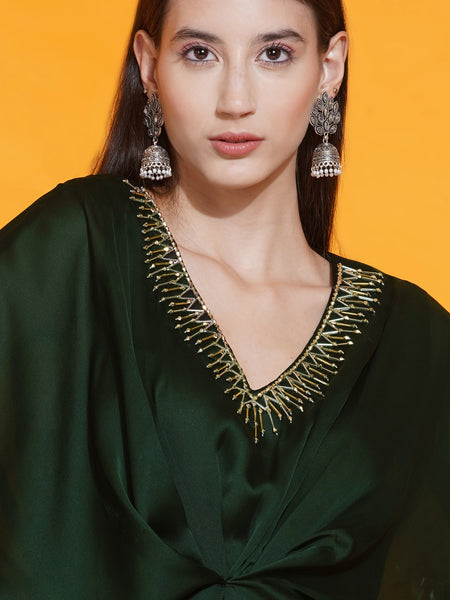 Green Georgette Hand Embellished Gown