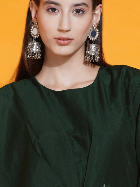 Green Hand Embellished Indowestren Kurta with Pants-WRKS082
