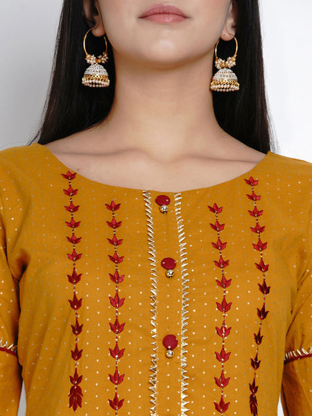 Mustard Embroidered Kurta And Sharara- WRKS414