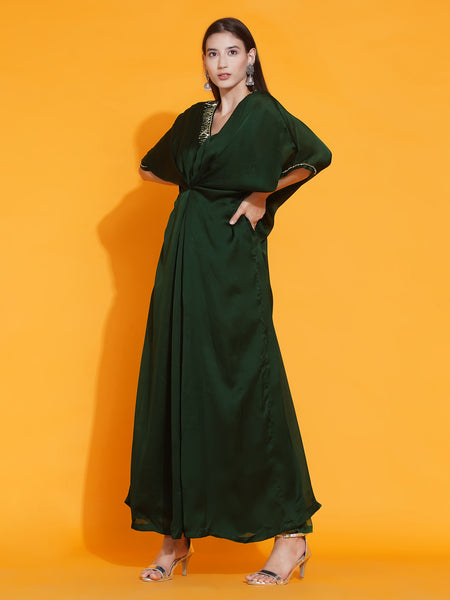 Green Georgette Hand Embellished Gown