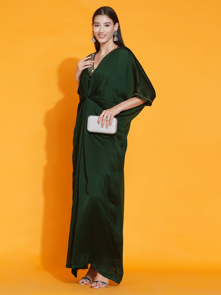 Green Georgette Hand Embellished Gown