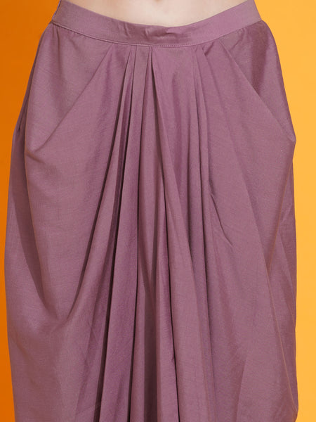Mauve Hand Embellished kurta with Dhoti-WRKS086