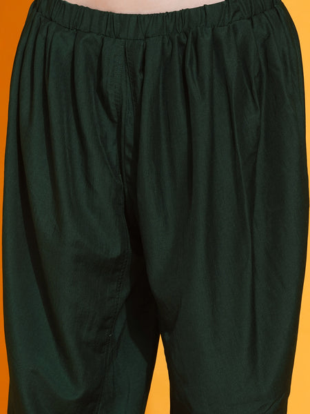 Green Hand Embellished Kaftan with Dhoti Salwaar-WRKS084