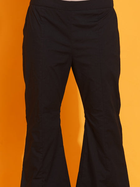 White Embroidered Shirt with Bellbottom Pants-WRKS087