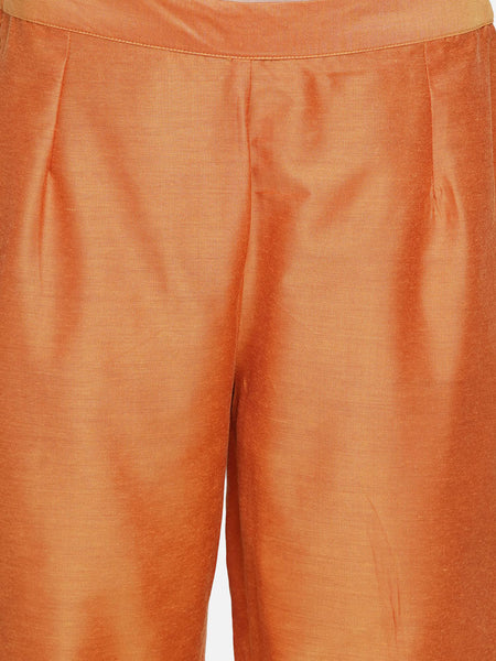 Yellow Cotton Blend Mirror Hand Work with Pant-WRKS064