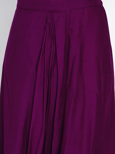 Purple Embroidered Koti with Dhoti Pants - WRKS056