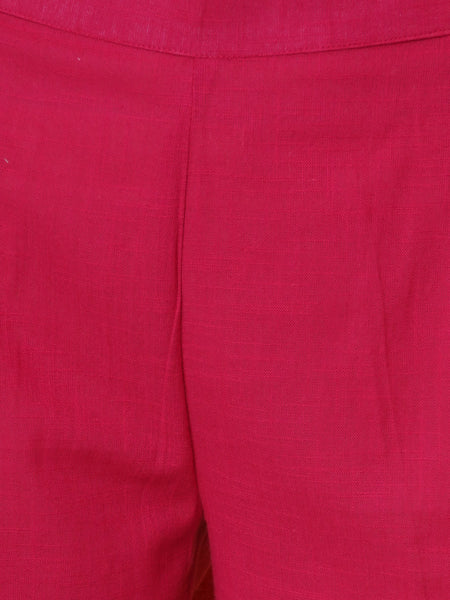 Pink Cotton Hand Embellished Kurta with Pants-WRKS108