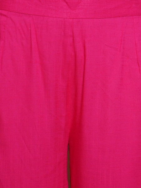 Blue and Pink Rayon Slub Hand Embellished Kurta with Palazzo -WRKS101