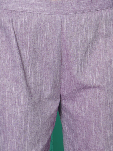 Purple Cotton Embroidered Kaftan with Palazzo-WRKS105