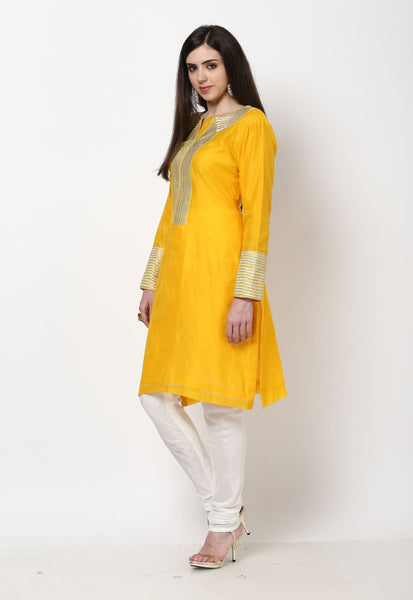 Yellow Chanderi Embroidered Suit-M244