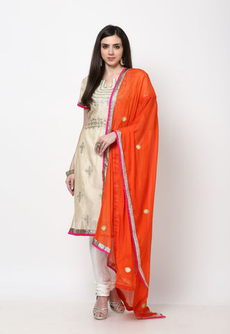 Cream Chanderi Embroidered Suit-M257