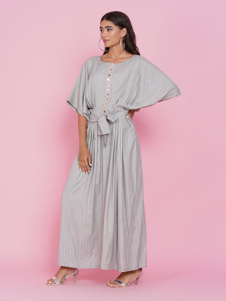 Grey Reyon Kaftan Style Gown-WRK433