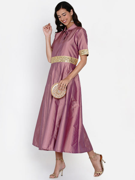 Lavender Polyester Gown-WRK430