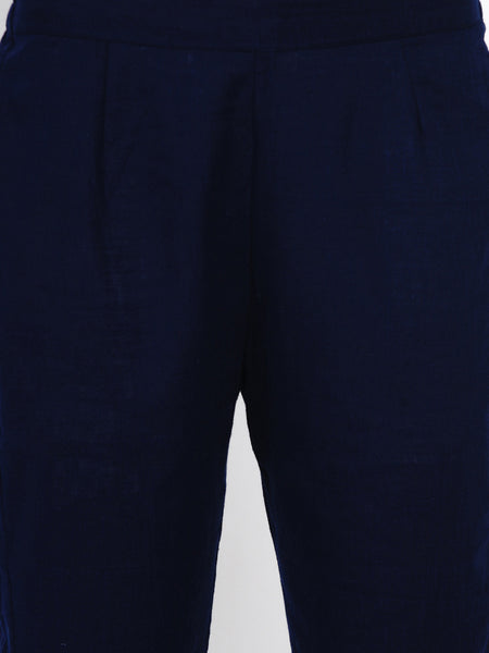 Navy Blue Embroidered Kurta With Pant- WRKS034