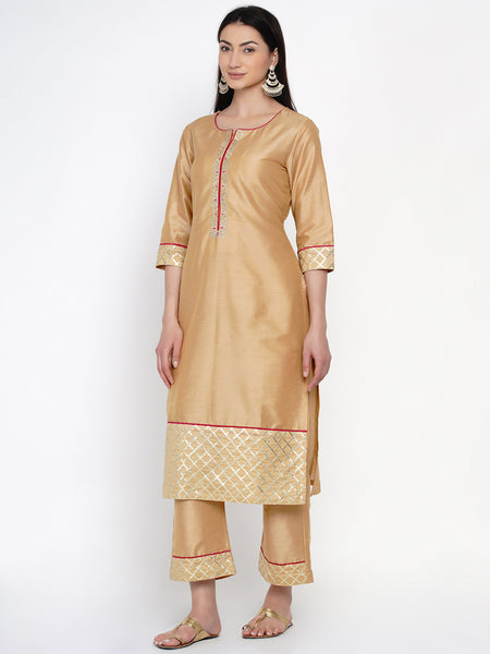 Gold Embroidered Kurta With Palazzo- WRKS035