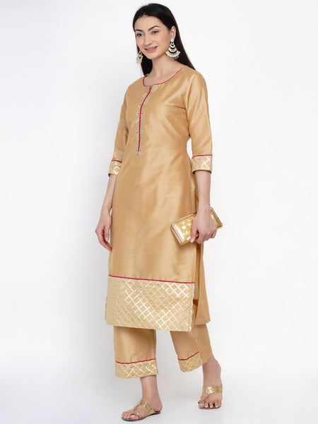 Gold Embroidered Kurta With Palazzo- WRKS035