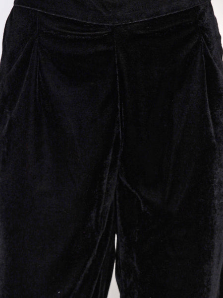 Black Velvet Embroidered Kurta with Pant- WRKS037