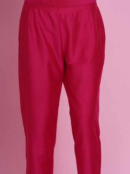 Pink Lurex Cotton Kaftan Style Kurta with Pants-WRKS072