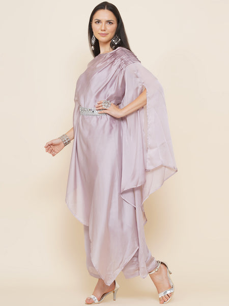 Lilac Georgette Indowester Kurta With Palazzo and belt-WRKS090