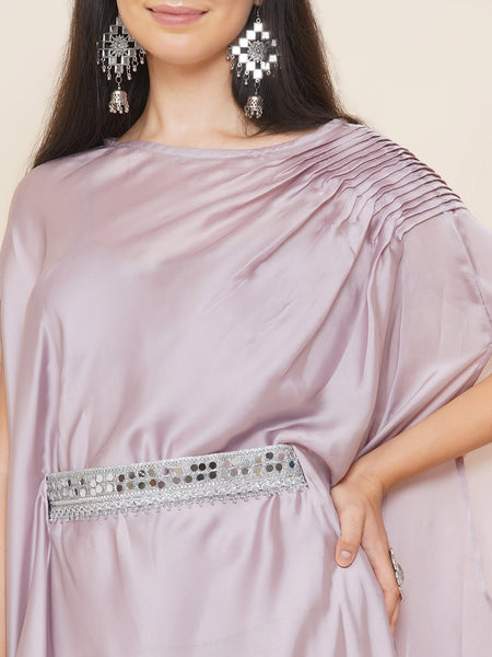 Lilac Georgette Indowester Kurta With Palazzo and belt-WRKS090