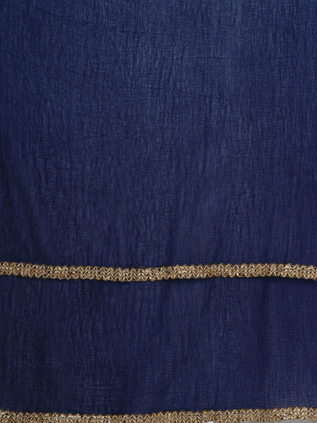 Navy Blue Chanderi Kurta With Sharara And Dupatta-WRS469